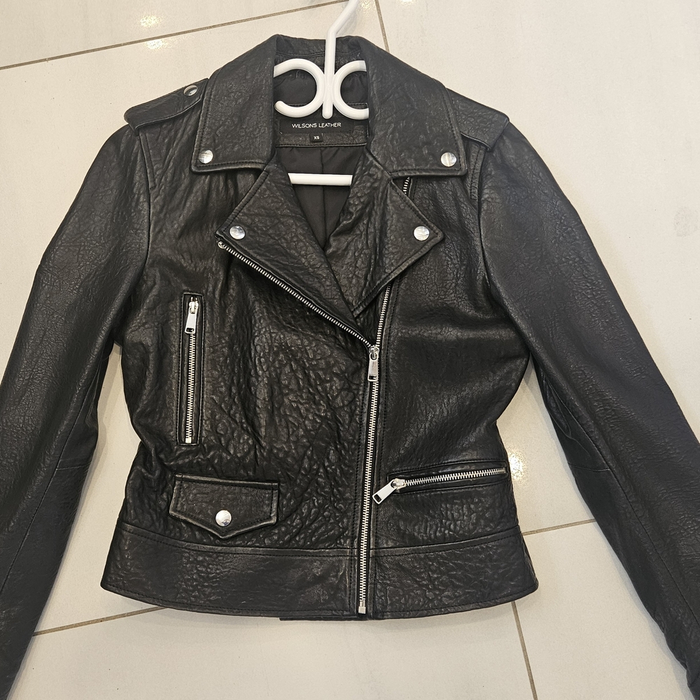 Wilsons Leather Black Moto Leather Jacket